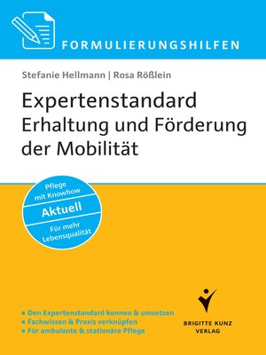 cover image of Formulierungshilfen Expertenstandard Erhaltung und Förderung der Mobilität in der Pflege